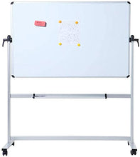 Load image into Gallery viewer, VIZ-PRO Double-Sided Magnetic Mobile Whiteboard, 48 x 36 Inches, Aluminium Frame and Stand
