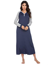 Load image into Gallery viewer, Ekouaer Long Sleeve Nightgown for Women Long Maxi Gowns Dresses Plus Size Loungewear Sleepwear
