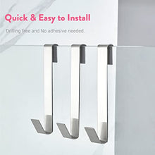 Load image into Gallery viewer, MOKIUER Extended Shower Door Hooks 6.5 Inch ,Over Shower Door Hook for Bathroom,Towel Hooks, Suit for Frameless Glass Shower Door 0.39" (10 mm) Stainless Steel Brushed, 3 Pack
