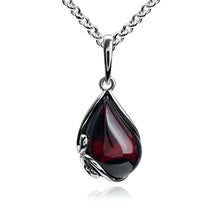 Load image into Gallery viewer, Ian and Valeri Co. Black Cherry Amber Sterling Silver Pendant Necklace 18 Inches

