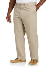 Load image into Gallery viewer, DXL Big and Tall Essentials Flat-Front Twill Pants, Khaki, 60W X 32L
