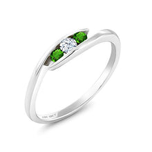 Load image into Gallery viewer, Gem Stone King 18K White Gold Ring 0.27 Ct White Created Sapphire Green Simulated Tsavorite (Size 7)
