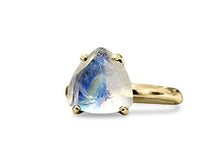 Load image into Gallery viewer, Stackable Vintage Gold Ring by Anemone Unique - 10mm 4-Prong Triangle Shape Moonstone Ring Fit for Engagement, Weddings, and Parties- Handmade Jewelry
