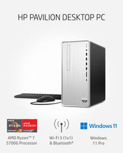 Load image into Gallery viewer, HP Pavilion Desktop PC, AMD Ryzen 7 5700G, 16 GB RAM, 512 GB SSD, Windows 11 Pro, Wi-Fi 5 &amp; Bluetooth Connectivity, 9 USB Ports, Wired Mouse and Keyboard Combo, Pre-Built Tower (TP01-2022, 2021)
