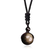 Load image into Gallery viewer, Natural Gold Obsidian Onyx Pendant Rainbow Eyes Beads Lucky Blessing Necklace (16mm)
