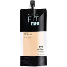 Load image into Gallery viewer, Maybelline New York Fit Me Matte + Poreless Liquid Foundation, Pouch Format, 124 Soft Sand, 1.3 Ounce
