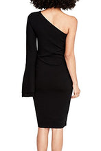 Load image into Gallery viewer, RACHEL Rachel Roy Women's One-Shoulder Bell-Sleeve Bodycon Dress Black Medium
