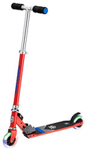 Load image into Gallery viewer, Mongoose Trace Youth/Adult Kick Scooter Folding and Non-Folding Design, Regular, Lighted, and Air Filled Wheels, Multiple Colors, Red/Blue, 100mm Wheels
