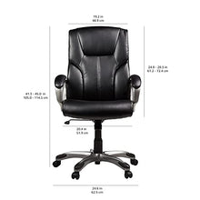 Load image into Gallery viewer, Amazon Basics Executive Home Office Desk Chair with Padded Armrests, Adjustable-Height/Tilt Rolling Swivel Chair - Black/Silver, 275Lb Capacity
