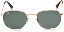 Load image into Gallery viewer, Ray-Ban RB3548N Flat Lens Hexagonal Sunglasses, Gold/Green, 54 mm
