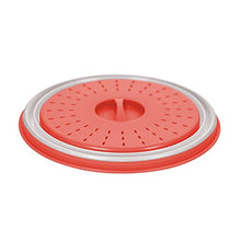 Load image into Gallery viewer, Tovolo Vented Collapsible Microwave Food Cover With Easy Grip Handle, Dishwasher-Safe, BPA-Free Silicone &amp; Plastic, 10.5" Round, Red
