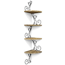 Load image into Gallery viewer, Alsonerbay Wall Mount Corner Shelves 4 Tier Floating Corner Storage Wood Shelves Decorative Rustic Radial Shelf in Cat Shape Carbonized Black
