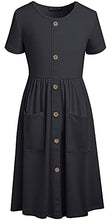 Load image into Gallery viewer, Kilottor Girl's Round Neck Button Skater Dress with Pockets 7 Years 8 Years KC102 (Black, 7-8Y)
