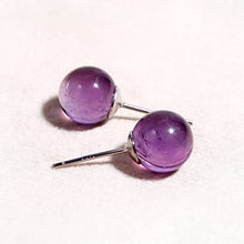 Load image into Gallery viewer, Jewever Genuine Amethyst Crystal Stud Earrings for Women 925 Sterling Silver Round 8mm Gift Jewelry
