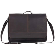 Load image into Gallery viewer, Kenneth Cole Reaction Risky Business Messenger Full-Grain Colombian Leather Crossbody Laptop Case &amp; Tablet Day Bag, Dark Brown, One Size
