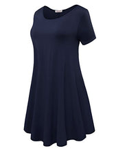 Load image into Gallery viewer, BELAROI Womens Comfy Swing Tunic Short Sleeve Solid T-Shirt Dress (L, Navy Blue)
