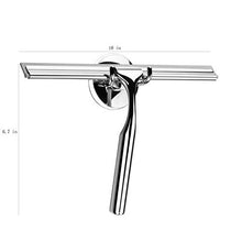 Load image into Gallery viewer, Ettori Shower Squeegee Clear Glass Wall Cleaner Stainless Steel with Suction Storage Hook -10'', Chrome
