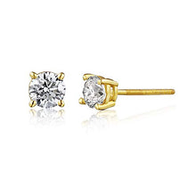 Load image into Gallery viewer, 3/8 cttw Natural Diamond Earrings AGS Certified Diamond Stud Earrings for Women 14 Karat Yellow Gold Round Brilliant Shaped Earrings 4 Prong Setting with Screw Back and Post Studs
