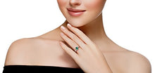 Load image into Gallery viewer, 14K White Gold Created Emerald and Diamond Solitaire Bypass Oval Ring 1.25 Carats Size 5
