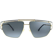 Load image into Gallery viewer, Versace VE 2202 143687 Black and Gold Metal Geometric Sunglasses Grey Lens
