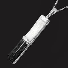 Load image into Gallery viewer, Black Tourmaline and Selenite Stacked Pendant Necklace Sterling Silver Chain - Handmade by mmCrystals™
