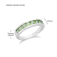 Load image into Gallery viewer, White Gold 9K Eight Square Peridot Half-Eternity Anniversary Ring Size 5, 5.25, 6, 6.5, 6.75, and 7.5 Contemporary Design For Women August Birthstone Promise Band
