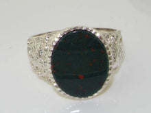 Load image into Gallery viewer, Gents Solid 925 Sterling Silver Natural Bloodstone Mens Mans Signet Ring - Size 12 - Sizes 6 to 13 Available
