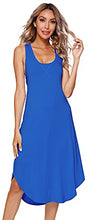 Load image into Gallery viewer, WiWi Soft Bamboo Nightgowns for Women Sleeveless Racerback Pajamas Chemise Nightgown Plus Size Sleepshirts S-4X, Bright Blue, Large
