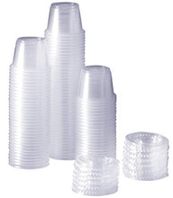 Load image into Gallery viewer, [100 Sets - 1 oz.] Plastic Disposable Portion Cups With Lids, Souffle Cups
