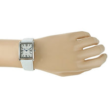 Load image into Gallery viewer, Peugeot Women's Silver-Tone Tank Shape Leather Dress Watch with Roman Numerals, White
