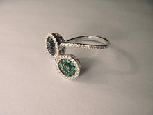 Load image into Gallery viewer, Lovely 14K White Gold Sapphire Tsavorite Diamond Designer Ring Band
