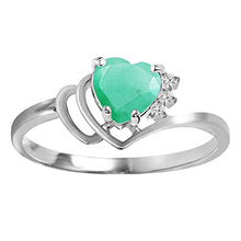 Load image into Gallery viewer, Galaxy Gold GG 14k Solid White Gold Ring with 1.02 Carat Natural Emerald &amp; Natural Diamonds - Size 8.0
