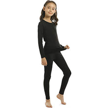 Load image into Gallery viewer, ViCherub Girl’s Thermal Underwear Set Kids Long Johns Fleece Lined Base Layer Top &amp; Bottom Thermals for Girl Black Large

