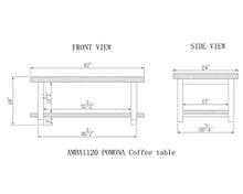 Load image into Gallery viewer, Alaterre Furniture Pomona Rustic Industrial Modern Vintage Metal and Solid Wood Coffee Table, Easy Assembly, 42 in x 24 in x 18 in
