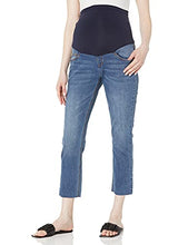 Load image into Gallery viewer, Motherhood Maternity Women's Indigo Blue Secret Fit Belly Crop Denim Jean, Avalanche Medium Wash, Large

