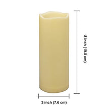 Load image into Gallery viewer, 2 Pack Waterproof Outdoor Flameless Candles with Timer 3” x 8” Battery Operated Electric LED Pillar Candle Set for Gift Home Décor Party Wedding Supplies Garden Halloween Christmas Decoration
