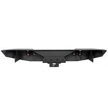 Load image into Gallery viewer, Rear Bumper Compatible with 2007-2018 Jeep Wrangler JK &amp; Unlimited Rock Crawler Bumper w/2" Hitch Receiver, D-Ring, LED Lights (Textured Black)

