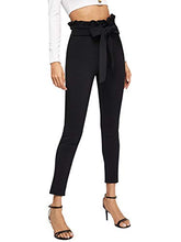 Load image into Gallery viewer, Floerns Women's Stretchy Workwear Office Skinny Pants with Belt A Black S
