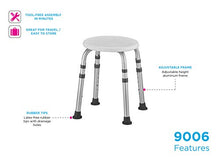 Load image into Gallery viewer, NOVA Medical Products Bath Stool, Adjustable Round Bath and Shower Seat Stool, Portable for Travel, White
