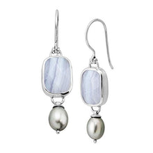 Load image into Gallery viewer, Silpada 'Archipelago for It' Natural Blue Lace Agate &amp; Grey Freshwater Cultured Pearl Drop Earrings in Sterling Silver
