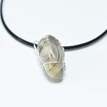 Load image into Gallery viewer, Custom Wire Wrapped Black Moonstone Pendant and Necklace - Choose Sterling Silver Chain or Leather Cord - Quantity of 1
