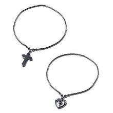 Load image into Gallery viewer, Shop LC Delivering Joy Set of 2 Cross Love Heart Pendant with Hematite Beaded Necklace in Stainless Steel Oxidized Jewelry for Women 20"

