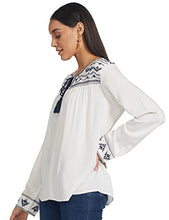 Load image into Gallery viewer, KAILASA BY ANGEL BAY Women's Full Sleeves Top with Drawstring Neck and Boho Print Designer Blouse for Office Casual Wear Comfy Top
