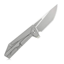 Load image into Gallery viewer, KUBEY KB256 Folding Pocket Knife – Frame Lock Tactical Knife with 3.54in AUS-10 Sand Blast &amp; Brush Blade – Solid Outdoor Knife with Titanium Handle for Hiking Hunting and EDC Carry (Grey)
