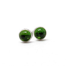 Load image into Gallery viewer, Chrome Diopside Stud Earrings, Tiny 3mm Green Studs in Sterling Silver
