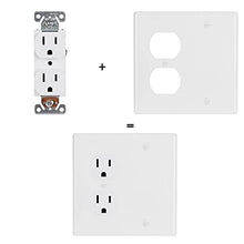 Load image into Gallery viewer, Bates- 2-Gang Combination Wall Plate, 2 Pack, 1 Duplex/1 Blank Standard Size, 2 Gang Wall Plate, Outlet Covers, Wall Plates, Outlet Wall Plate, Double Gang Wall Plate, Outlet Cover 2 Gang.
