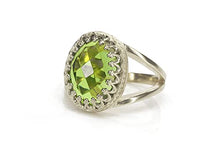Load image into Gallery viewer, Remarkable Peridot Ring from Anemone Jewelry - 10x14mm Oval Peridot Birthstone in Sterling Silver - Stunning August Birthstone Rings - Handmade Peridot Rings for Women - All Sizes Available
