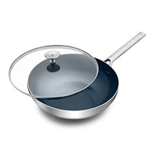 Load image into Gallery viewer, Blue Diamond Tri-Ply Stainless Steel Ceramic Nonstick Cookware Multifunction Wok/Chef's Pan with Lid, Metal Utensil, Induction and Dishwasher Safe PFAS-Free, 11", Silver
