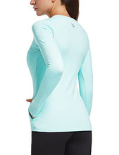 Load image into Gallery viewer, BALEAF Women's Thermal Fleece Tops Long Sleeve Running Athletic t-Shirt with Thumbholes Zipper Pocket Aqua Size XS
