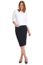 Load image into Gallery viewer, ESTEEZ Denim Pencil Skirt for Women Jean Knee Length Beverly Hills Black 8
